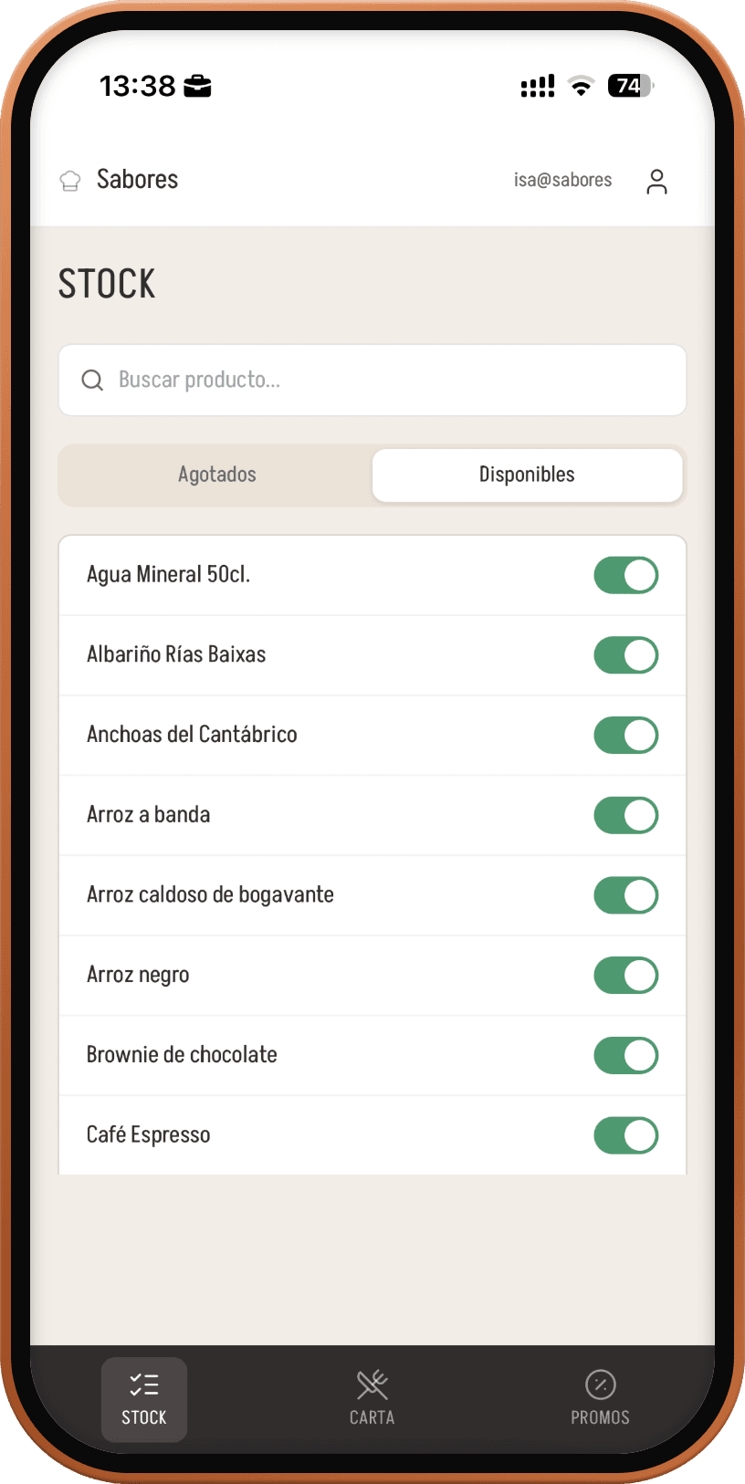 Stock, vista de un empleado